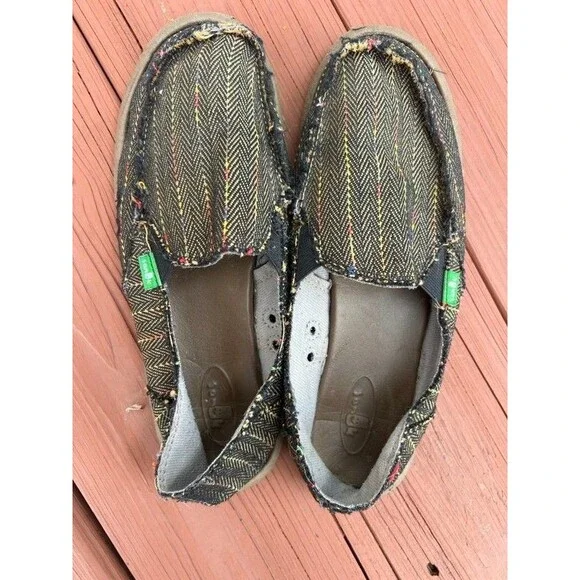 Sanuk Rasta Striped Beach Surf Vagabond Slip On Flats Shoes Size 9 - Picture 3 of 6